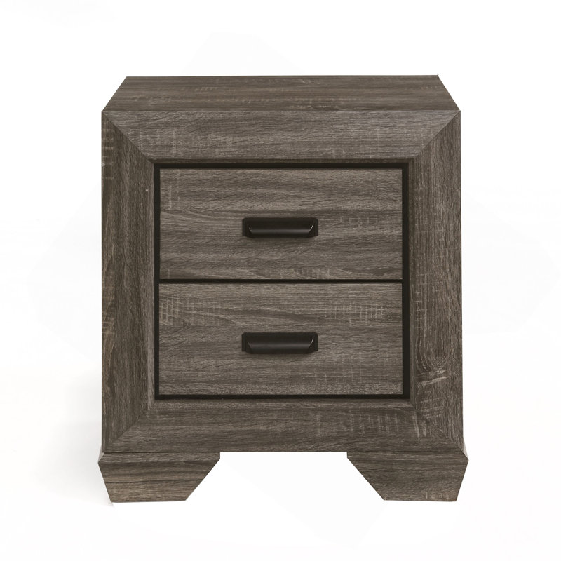 Weathered Grey Grain 2-Drawer Nightstand