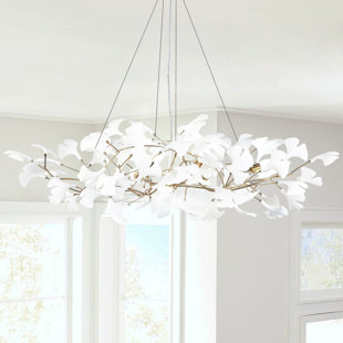 Lustre en céramique avec feuilles de ginkgo