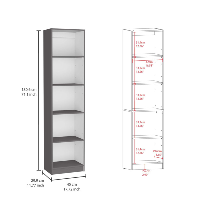Matt Gray and White Particle Board 2 Piece Bookcase Set