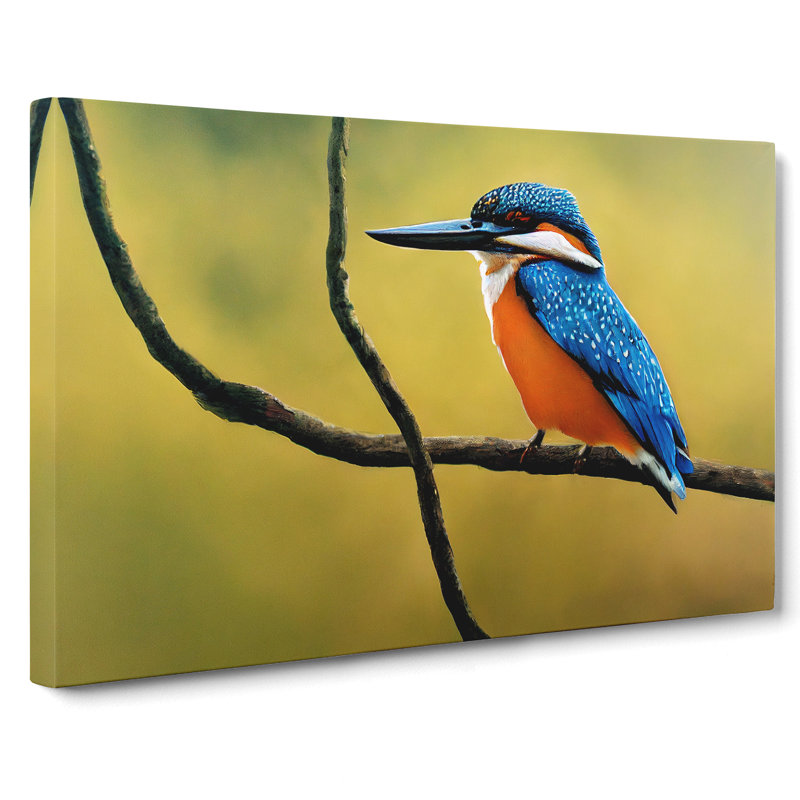 Euphoric Kingfisher Bird - Wrapped Canvas, 50cm H x 76cm W x 3cm D