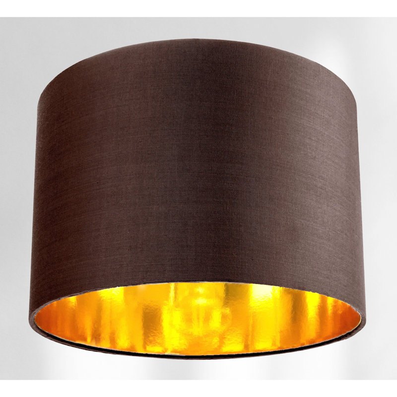 Contemporary Cotton Lamp/Light Shade with Shiny Paper Inner, Chocolate Brown, 20cm H x 30cm W x  30cm D