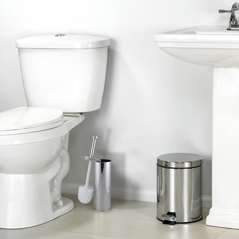 Porte-brosse de toilette en métal 15 po  en argent