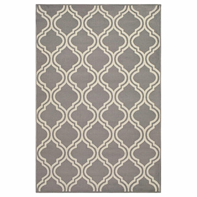 Hunfredo Modern Geometric Moroccan Trellis Machine Woven Indoor Area Rug