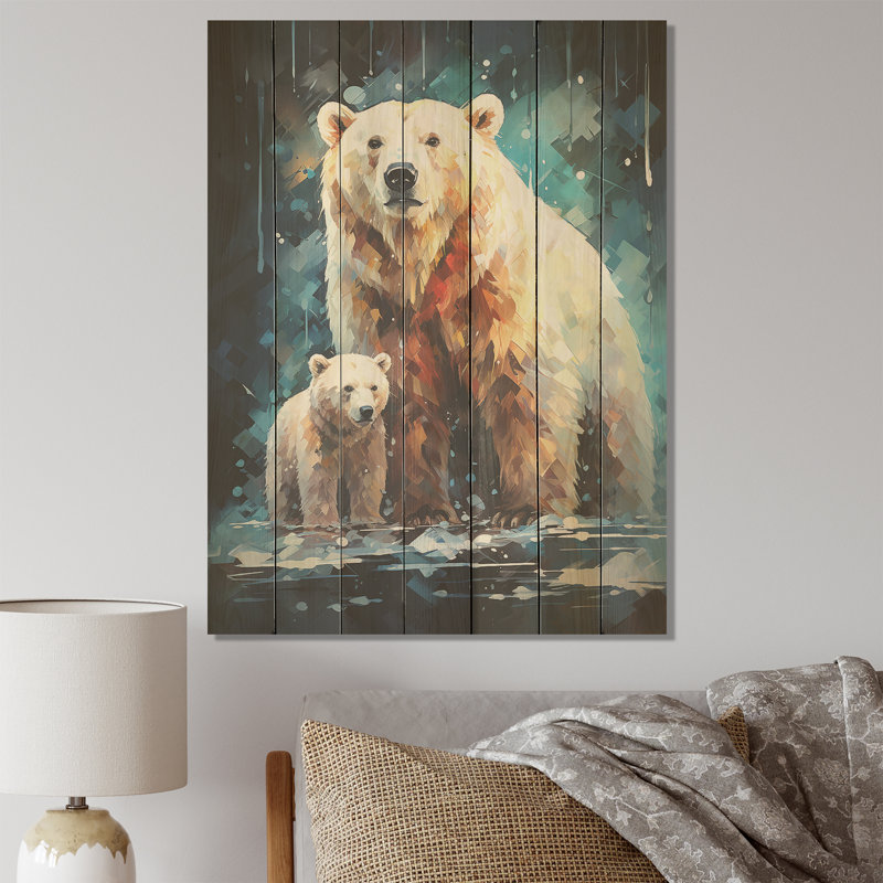 Ours polaire étoilé - Ours sur bois, H 20 po x l 10 po
