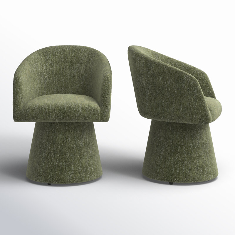 Kyo Chenille Upholstered Barrel Chair (Set of 2), Mellow Forest Chenille