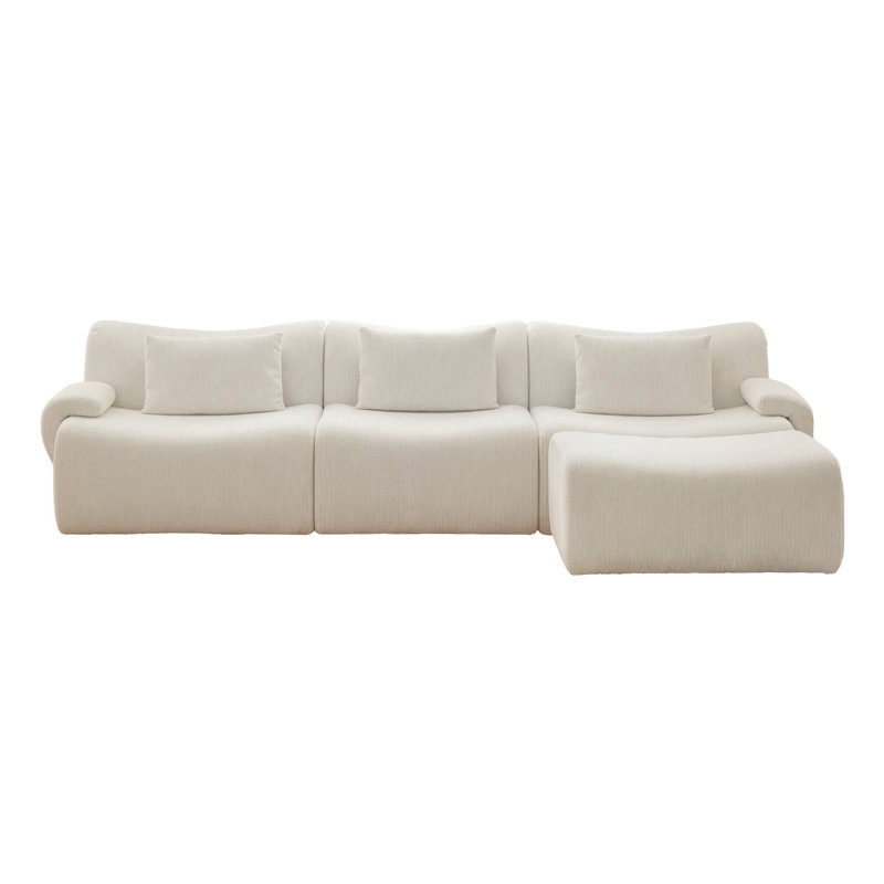 Canapé modulaire rembourré 4 pièces Boneless, Chenille beige