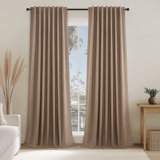 Dennan 100% Blackout Thermal Insulated Linen Drapes,Back Tab Hooks Drapes (Set of 2,With Hooks)
