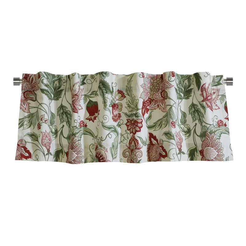 Jacobean Garden Light Filtering Dual Header Valance in Red