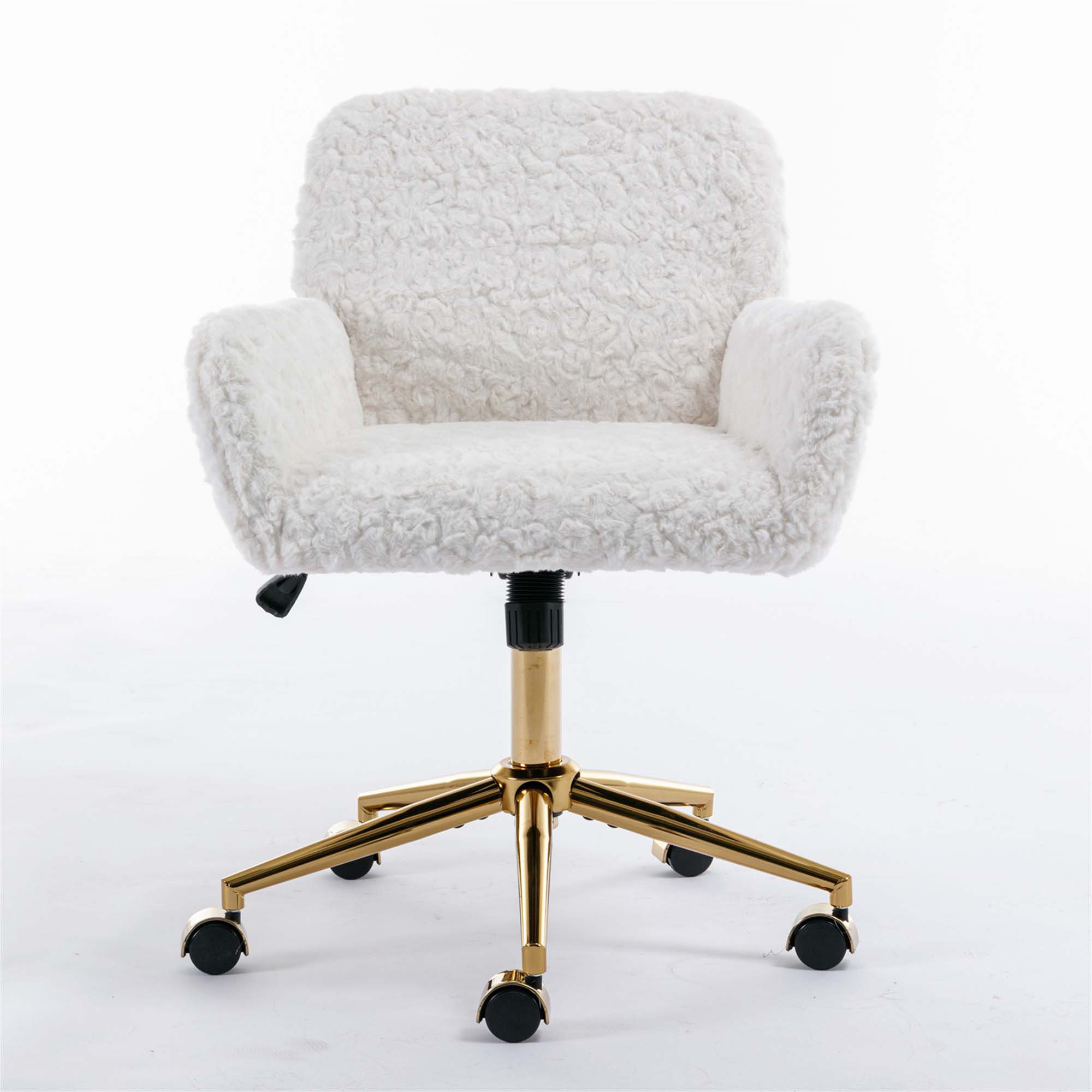 Ebern Designs Branisha Pink Faux Fur Upholstered Swivel Task Chair ...