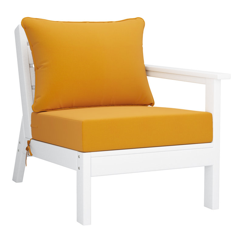 Deep Seating Set With Cushions, White, Yellow