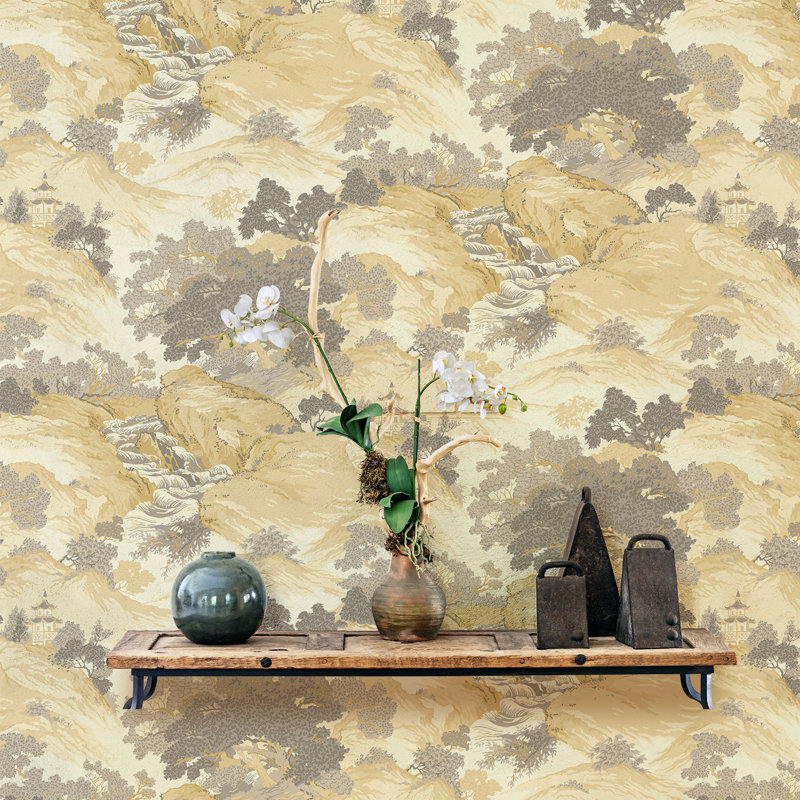 Nico Oriental Landscape 10.05m x 53cm Wallpaper Roll, Yellow