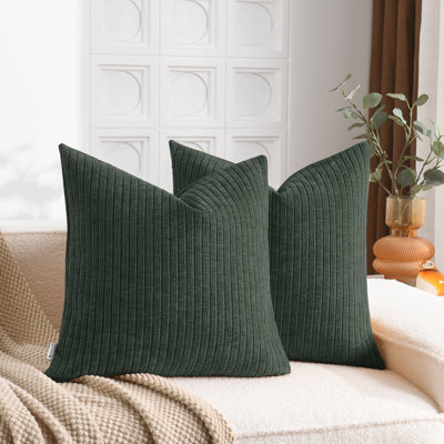 Soft Chenille Stripes Solid Cushion Cover Cozy Neutral Farmhouse Pillow Covers