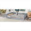 Structure de lit double pour enfant Kid Sleep and Play, bois d'hévéa massif avec barrière de sécurité et porte, gris neutre