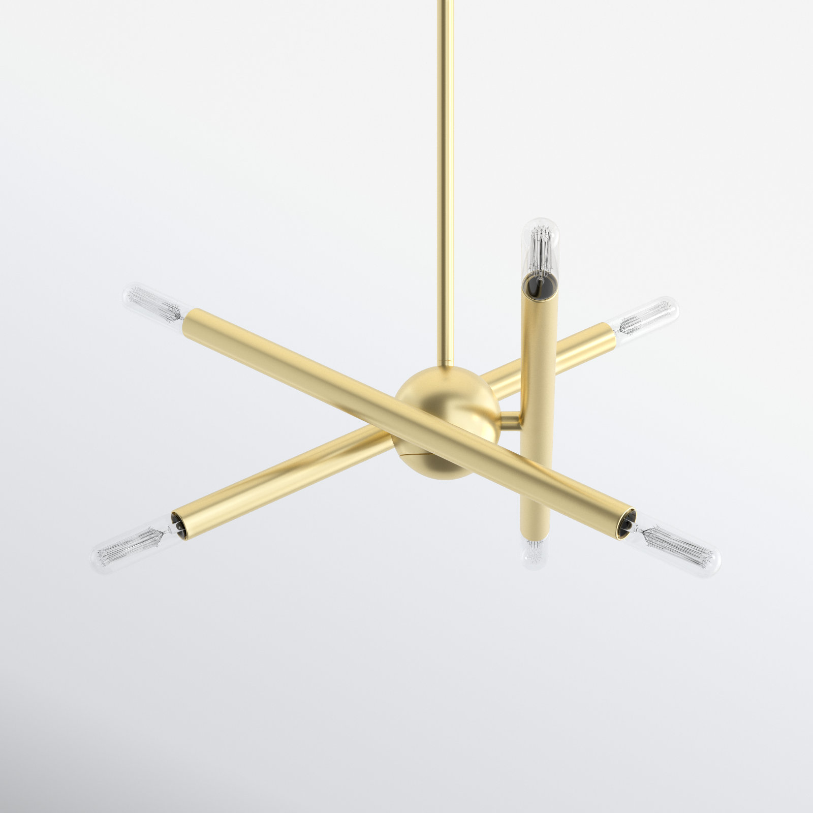 Poco 6 - Light Dimmable Sputnik Modern Linear Chandelier, Satin Brass