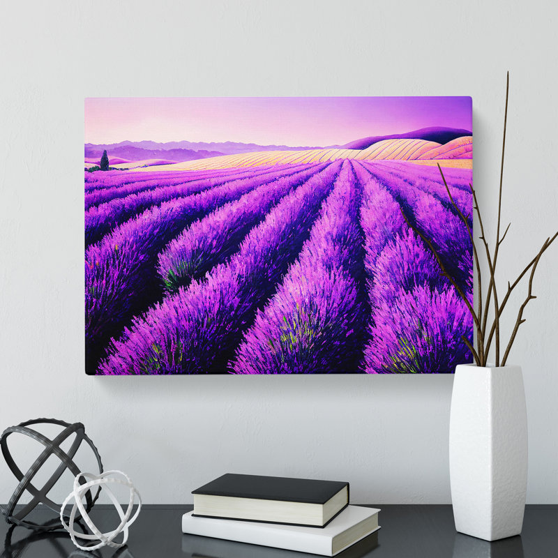 Intense Lavender Flower Field - Wrapped Canvas, 35cm H x 50cm W x 3cm D