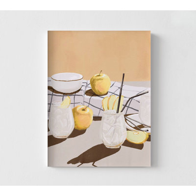 Jus de pomme par Urban Road, impressions d'art alimentaire, art de cuisine moderne, décoration murale de fruits, décor de restaurant végétalien, décor de pomme jaune naturelle