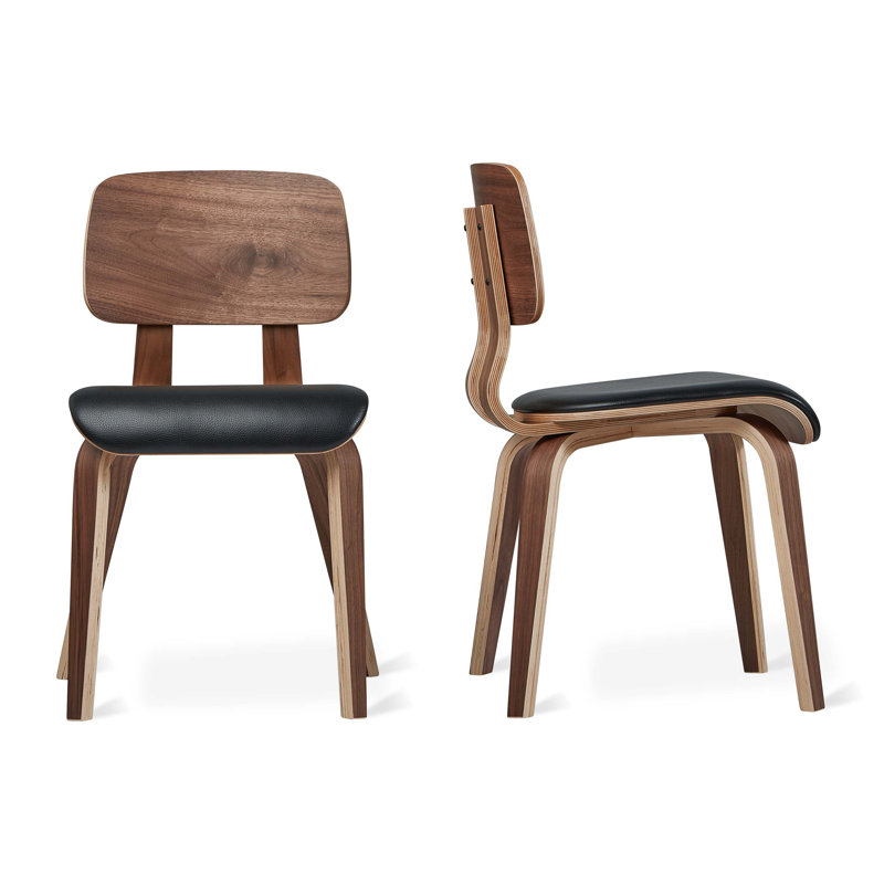 Cardinal Dining Chair, Walnut/Moto Black Leather