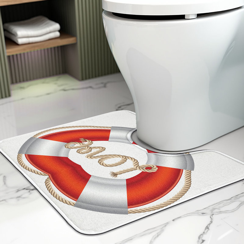 Tapis de salle de bain romantique en U 20 po blanc crème / blanc