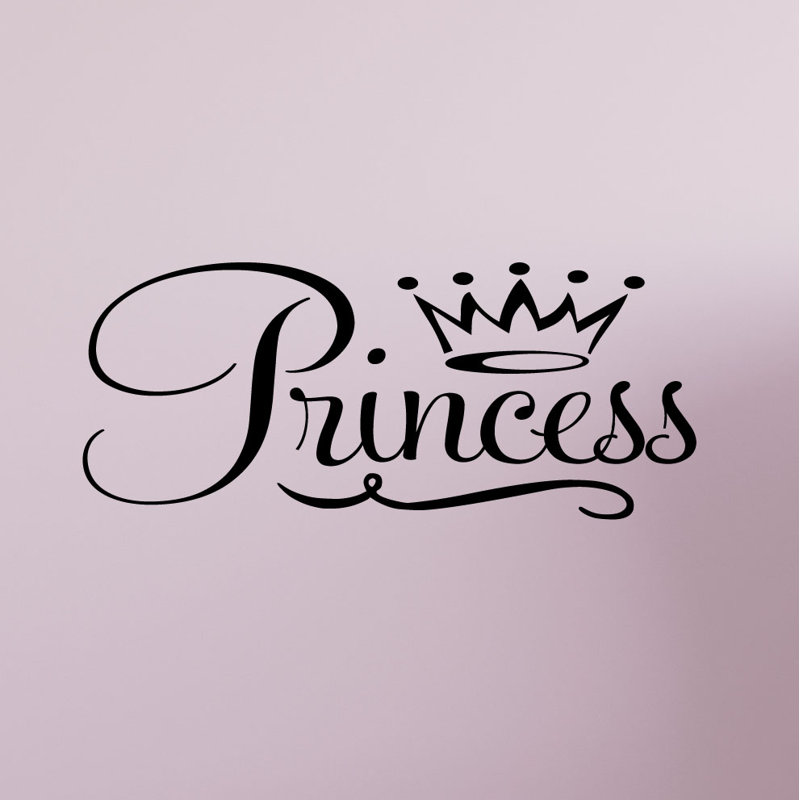 Décalcomanie murale en vinyle couronne en vinyle princess, Noir