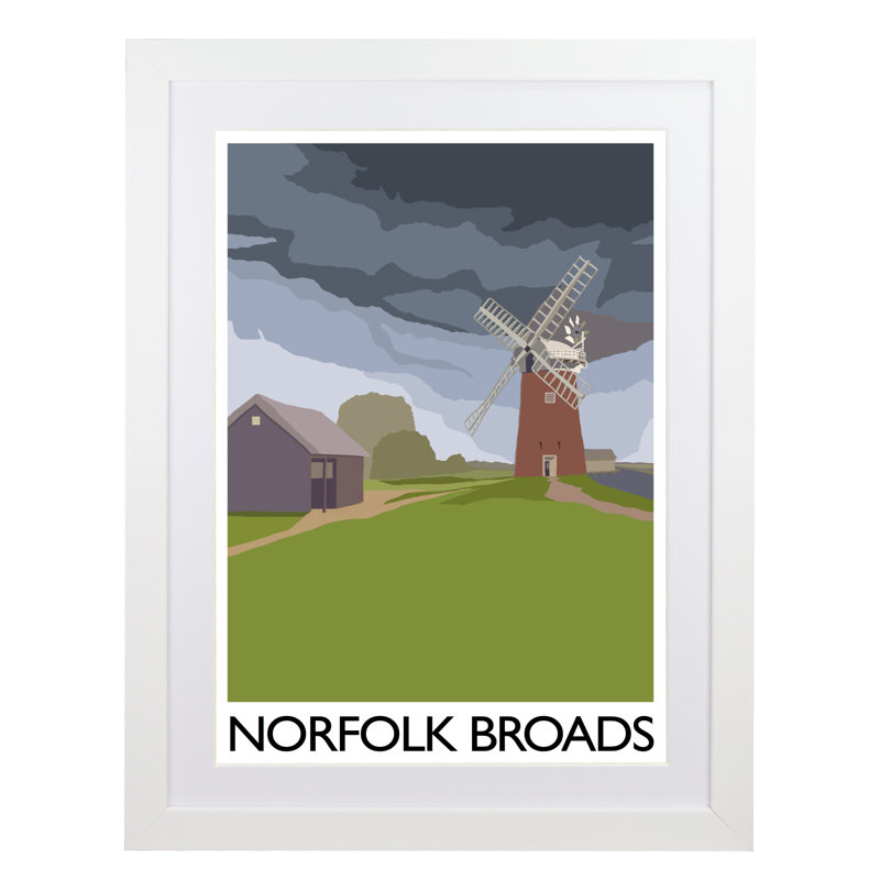 Norfolk Broads 1 Piece Wall Art, 54 cm H x 44 cm W x 2.2 cm D, White Wood Frame