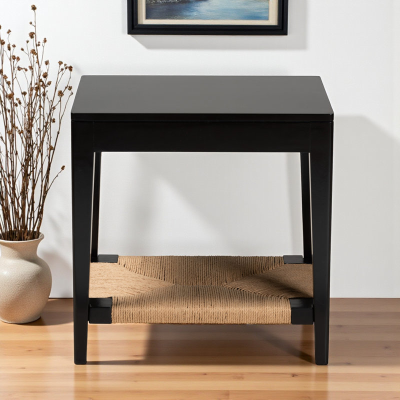 Cedwyn End Table in Black Finished Bayur Wood, 19.59'' H X 19.59'' W X 15.59'' D