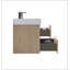 Meuble-lavabo mural en chêne naturel de 30 po avec lavabo, grand meuble-lavabo flottant mural pour salle de bain moderne, lavabo une pièce blanc brillant sans bonde ni robinet