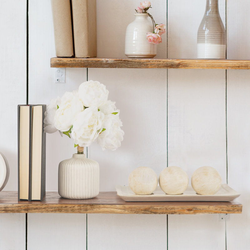 Rustic Luxe Off-White Plastic Decorative Tray and Orbs Set