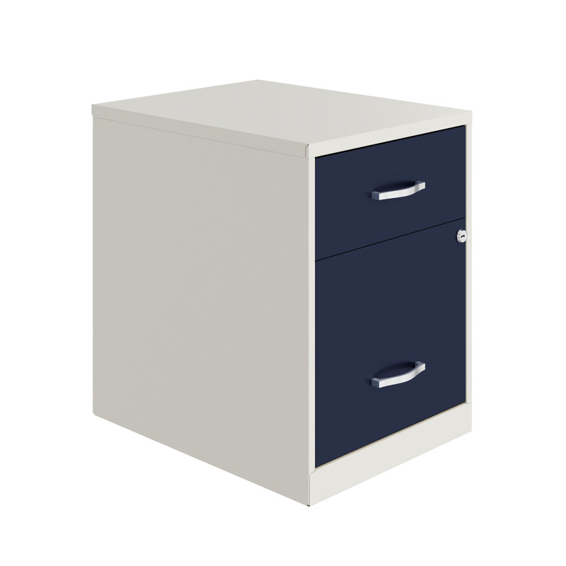 14.25'' Wide Steel File Cabinet, Navy/White