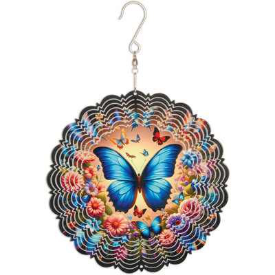 Butterfly Kaleidoscope Wind Spinner Artwork - 8 inch Spinner - 99604