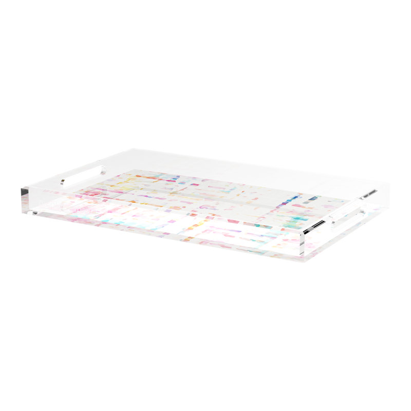 Coco Cream Acrylic Rectangle Decorative Tray, 12.5"W x 7.75"D x 2”H