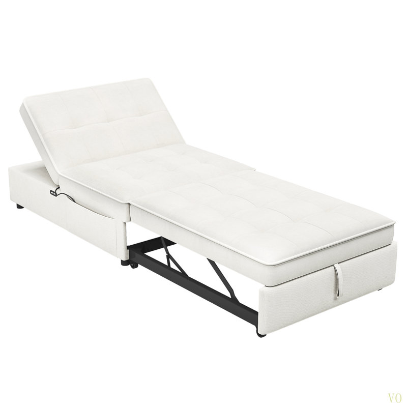 Canapé-lit 4 en 1, fauteuil-lit, repose-pieds pliant multifonctionnel avec pochette de rangement et port USB pour petit appartement, salon, chambre à coucher, couloir