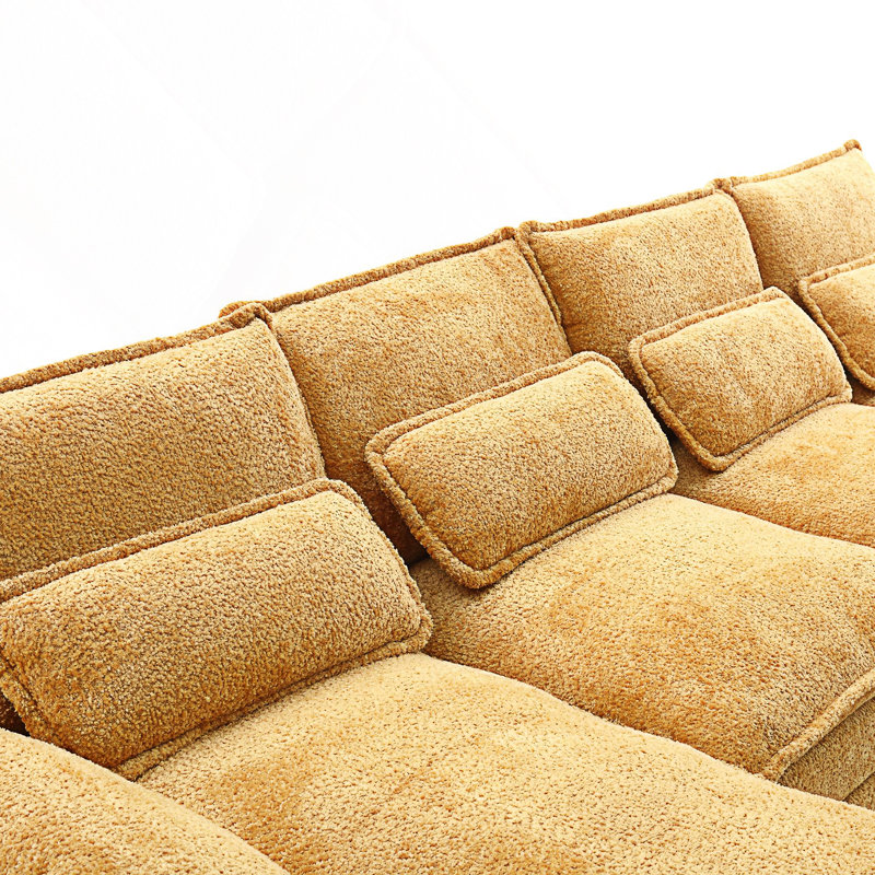 Grand canapé modulaire moderne en forme de U, Boucle jaune moutarde