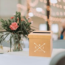 Darware Wooden Wedding Card Box for Reception, White Decorative Card Receiving Box for Birthdays, Showers, Graduations and More