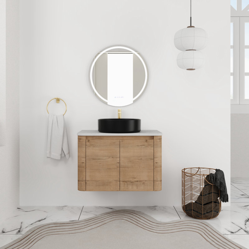 30'' Single Bathroom Floating Vanity With Quartz Top, 30