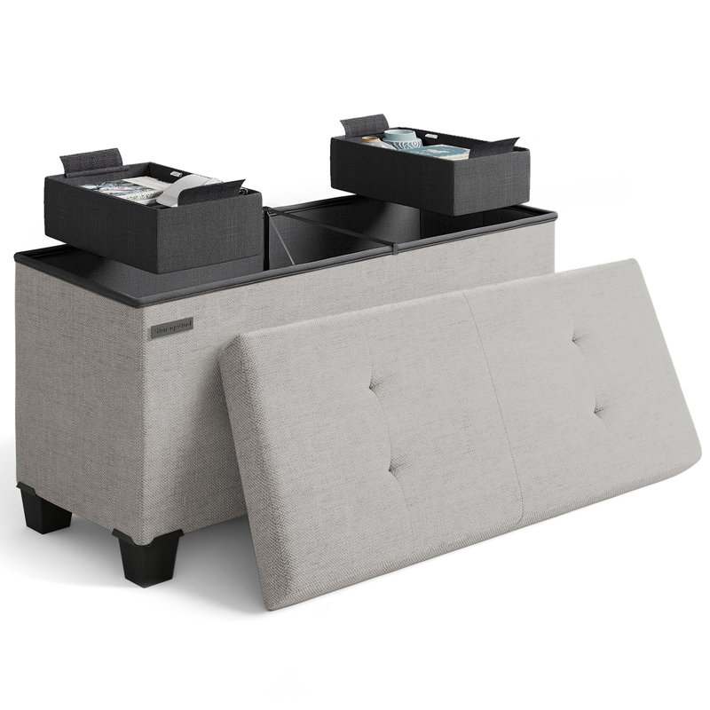 Banc de rangement avec repose-pieds Vérrant, H 15 po x l 30 po x P 15 po, Light Grey
