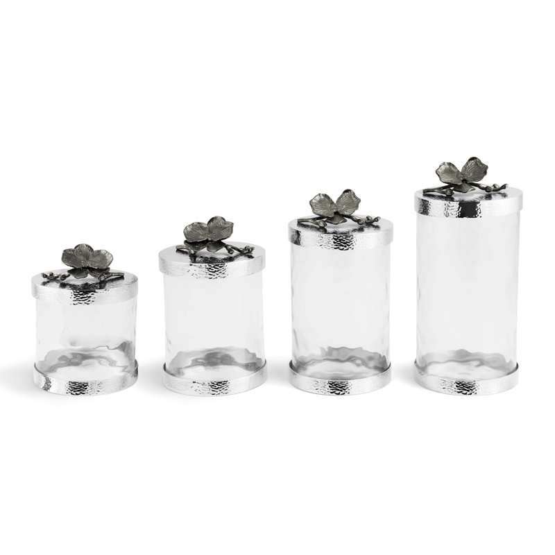 Orchid Kitchen Canister, Black, 8.5" H x 5.5" W x 5.5" D