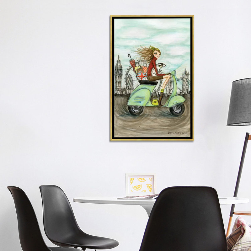 Art de londres, H 48 po x l 32 po x P 1,5 po, Toile encadrée d'or