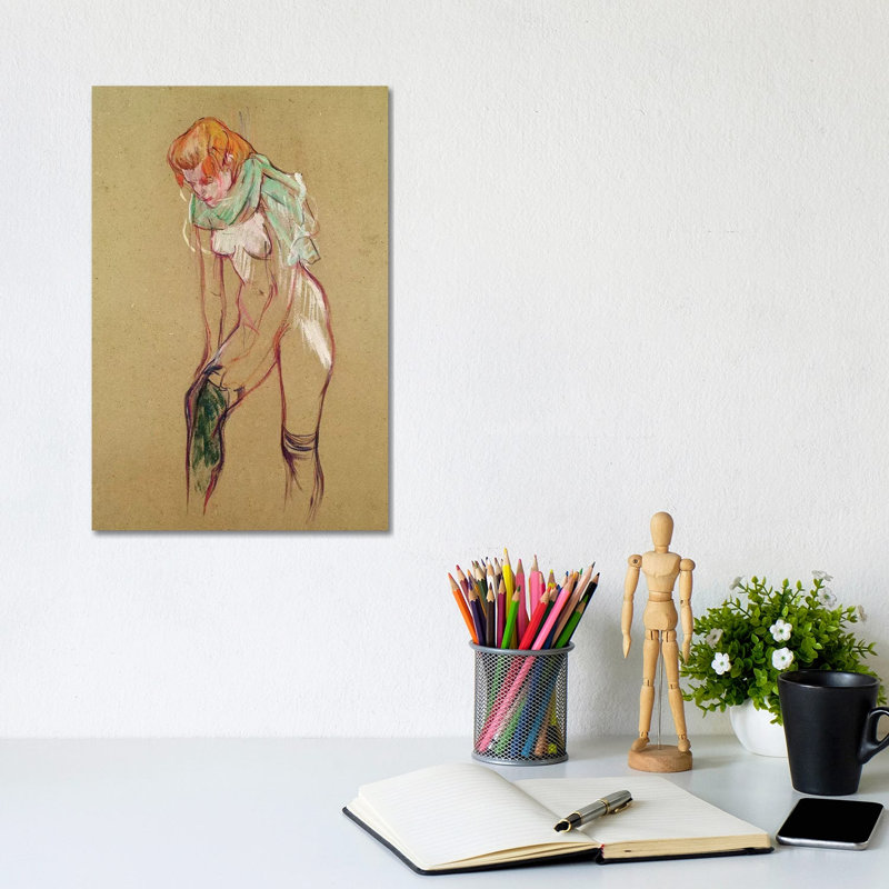 Woman Pulling Up Her Stocking, 1894 by Henri De Toulouse-Lautrec - Wrapped Canvas Print, 20.32 cm H x 30.48 cm W