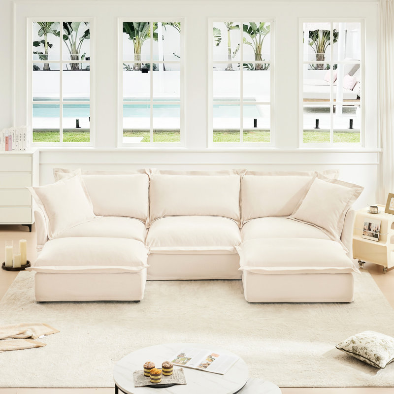 Siège modulaire profond, tissu chenille 3 places, tissu d'ameublement spacieux et relaxant Living, modulaire pour la maison