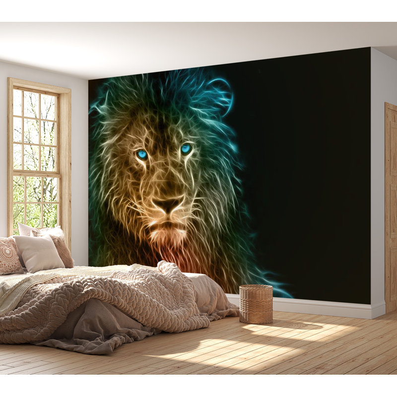 Murale lisse, L 123,96 po x l 173,6 po, Brun / Jaune / Bleu, Peel & Stick
