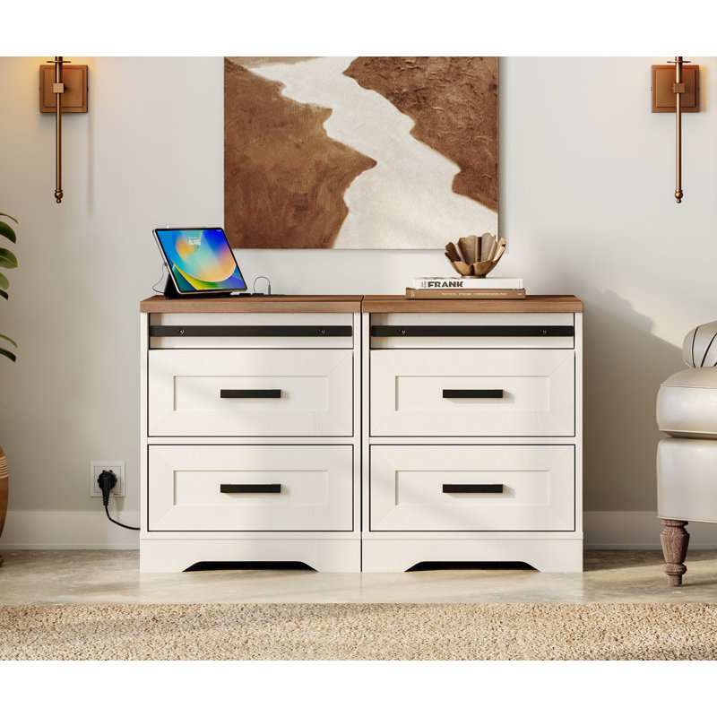 Ensemble de 2 tables de chevet 24 po Glenford, Blanc