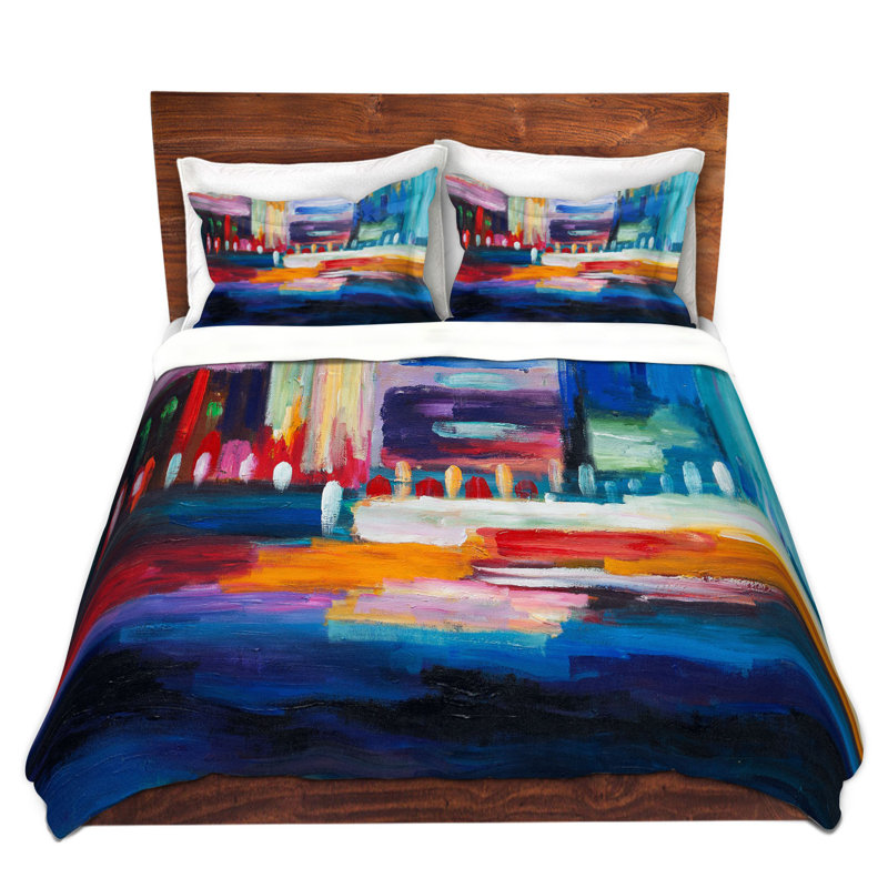 Ensemble de housse de couette color city, 1 housse + 2 taies très grand lit