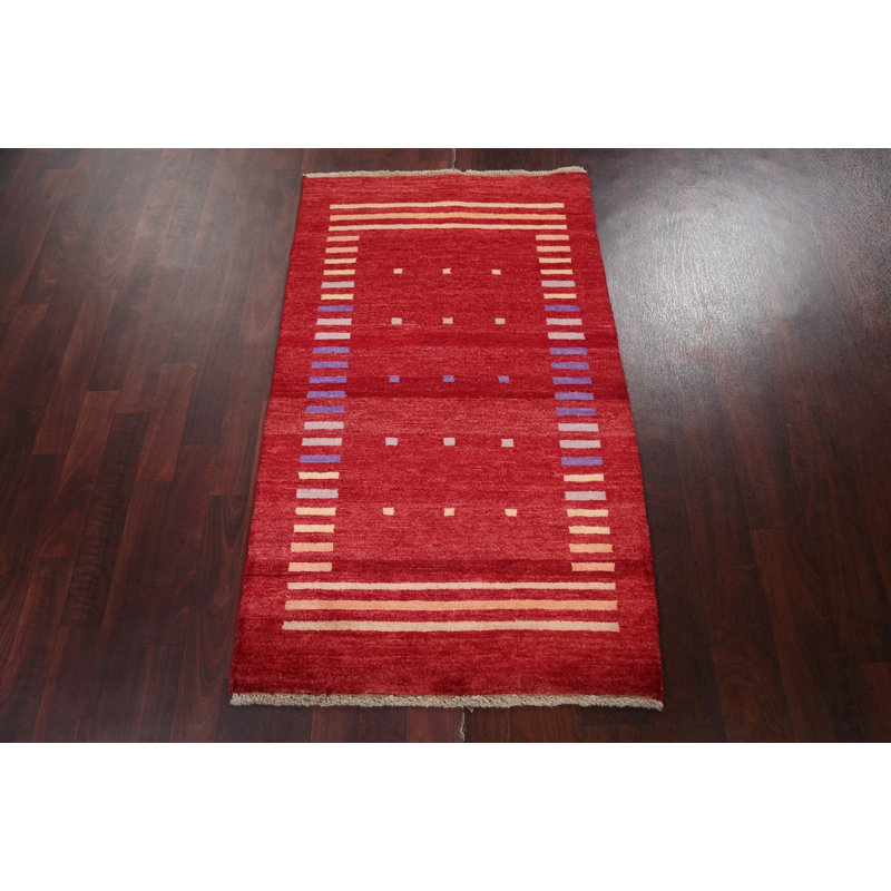 Tapis rouge fait à la main Gabbeh 3 x 4