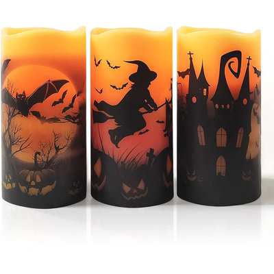Halloween Unscented Flameless Candle(Set of 3)