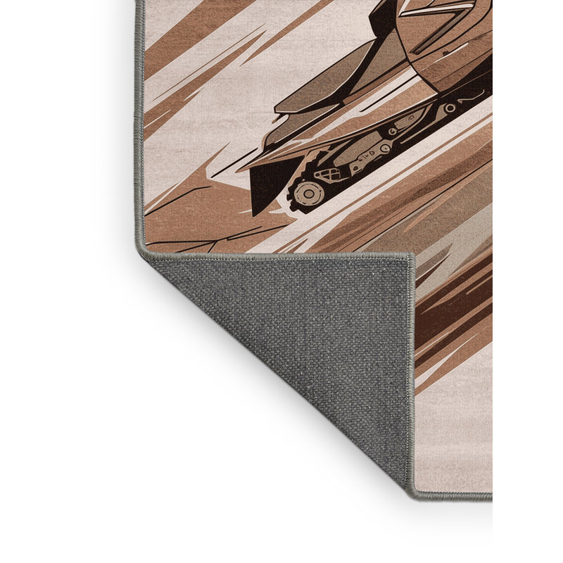 Soft Plush Edens Snowmobile Vehicle Modern Area Rug in Gray – Gray Binding, 2x5