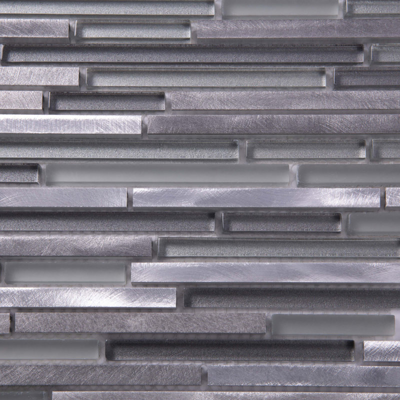 Waterfall Linear Glass And Metal Mosaic Tile, Haze