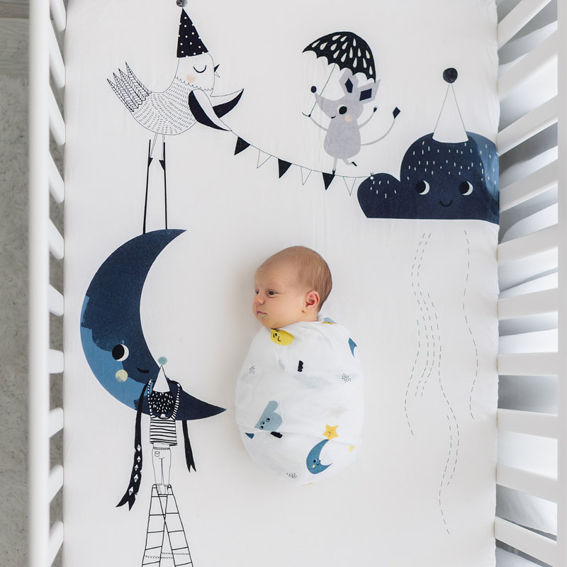 Drap-housse pour lit de bébé 100% coton The Moon’s Birthday