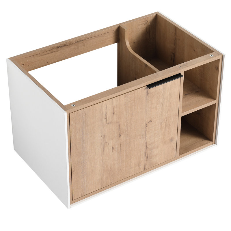 Meuble-lavabo de 30 po, porte à fermeture douce, teinte imitation chêne, style moderne, 1 2 tablettes, armoire de contreplaqué, fixation murale, chêne, fabrication