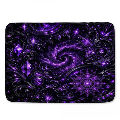 Purple Fractal Swirl Bath Mat