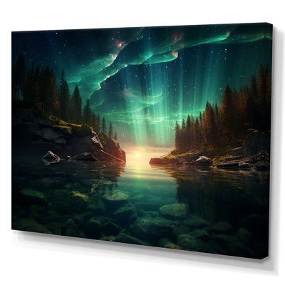 " Magical Lake Landscape Aurora Borealis I "
